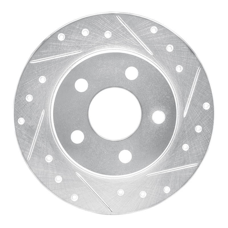Ford Taurus SHO Brake Rotor (1) - Rear Right - R1 Concepts - Drilled & Slotted - Silver - `93-`05
